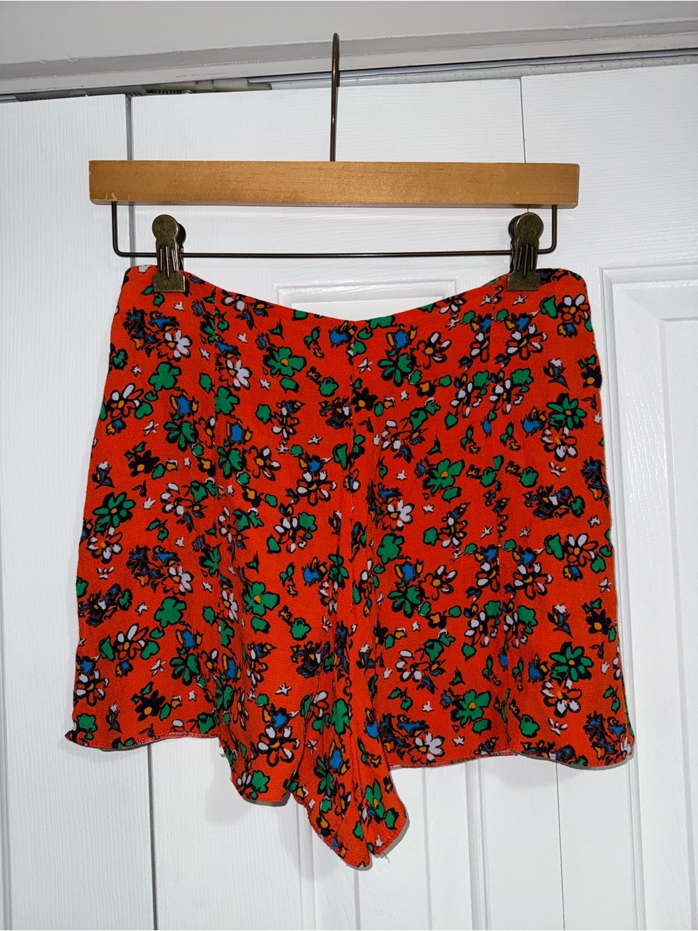 Topshop Orange Floral Lightweight Summer Shorts
